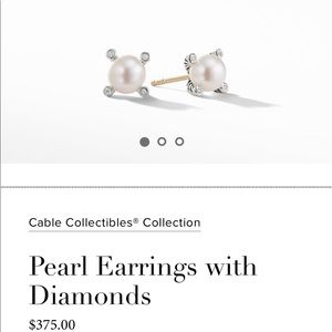 David Yurman Cable Pearl Earrings with Diamonds